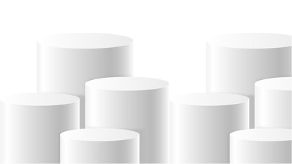 Transparent Background Cluster of White Product Display Cylinders

