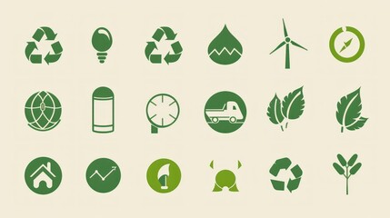 Minimal green energy icons pack stock photo --ar 16:9 --raw --v 6 Job ID: 9aedcad1-4ee9-4eec-9fc8-71dd679b1a60