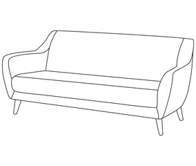Line room art Sofa vector illustration design
