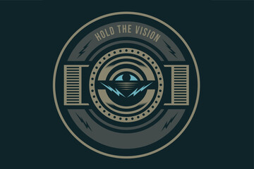 modern logo design pectoral minimal with Mystical Eye Emblem with Bold Design and Motivational Text