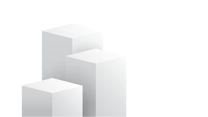 Fototapeta premium Geometric White Cube Pedestals for Product Display with Transparent Background 