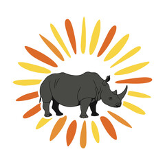 World Rhino Day vector illustration with solid colors, featuring rhinos, nature elements, and conservation themes for wildlife protection and awareness campaigns.