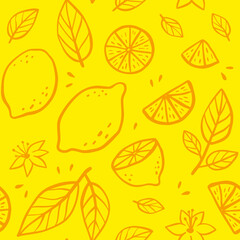 simple flat yellow lemon seamless pattern, vector illustration.
