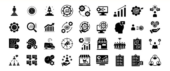 Black Glyph Icons Business Strategy Collection vector