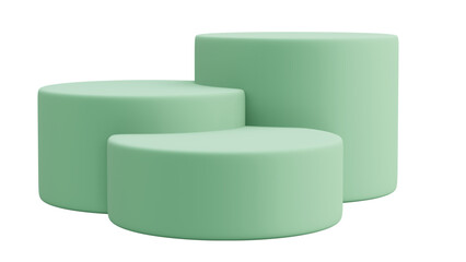 Transparent Background Mint Green Cylindrical Product Display Podiums - Tiered Pedestals

