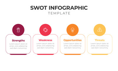 SWOT Analysis Infographic Template with Four Colorful Segments Around Circle – Strategic Planning Diagram