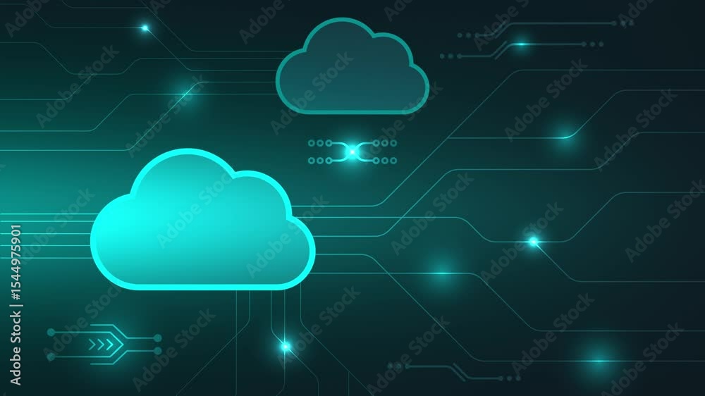 Poster abstract cloud computing network digital technology data transfer glowing circuit board background