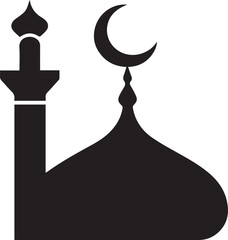 Simple Silhouette of a Mosque with Crescent Moon