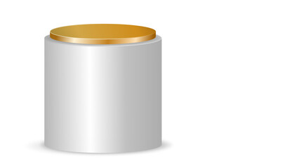Beige and Gold Round Pedestal Display Stand - Transparent Background
