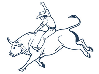 Bull Rider Holding On with One Hand Design