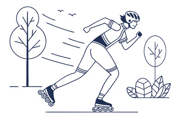 Rollerblading Athlete in Motion Vector