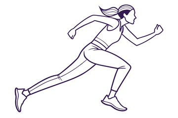 Female Runner in Action Pose Illustration
