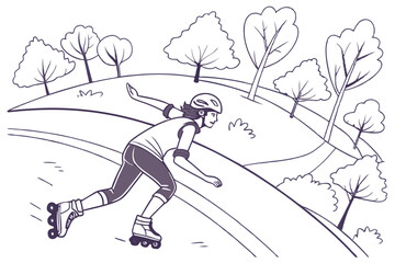 Speeding Rollerblader in Park Scene