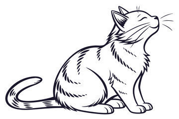 Peaceful Cat Sitting Illustration