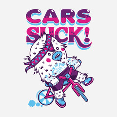 Colorful illustration for a happy clown riding a bicycle cartoon design, vector t-shirt print kids design