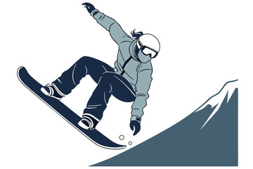 Snowboarder on Half Pipe Illustration