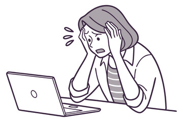 Overwhelmed Woman with Laptop Design