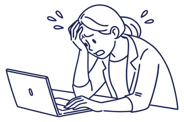 Frustrated Female at Computer Art