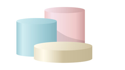 Pastel Cylindrical Product Display Podiums - Transparent Background

