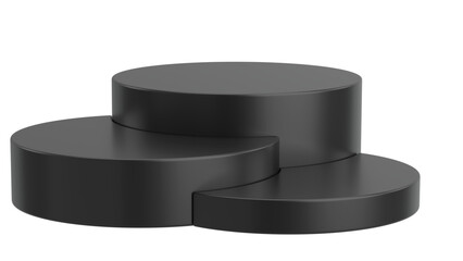 Triple Tier Black Circular Podium Display for Products & Awards
