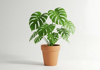 Fototapeta premium Monstera plant in a pot isolated on white background