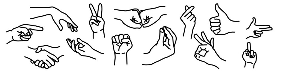hand gesture sign hand drawing doodle sketch outline