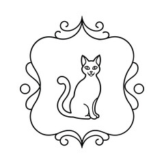 art nouveau style decorative cat vector for international cat day.
