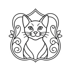 art nouveau style decorative cat vector for international cat day.