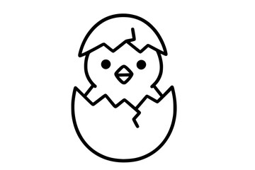 Cute Chick Hatching from Egg &ndash; Minimalist Vector Drawing