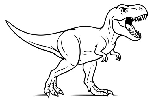 T-Rex Dinosaur Line Art – Ferocious Tyrannosaurus Rex Vector Drawing