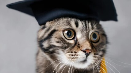 Cat graduates in a festive cap showing intelligence and charm at a fun celebration
