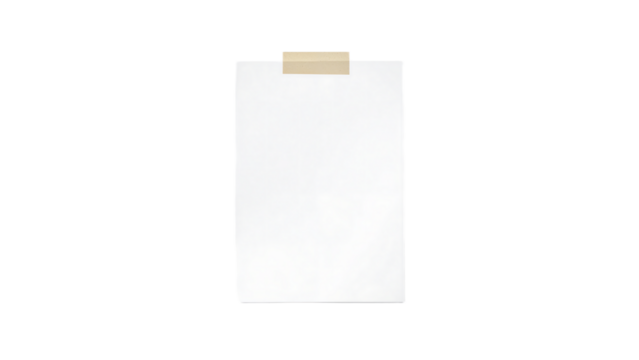Blank White Paper Note Attached with Tape Mockup for Design and Branding