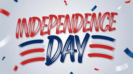 Obraz premium Independence day text graphic with red white and blue brushstrokes