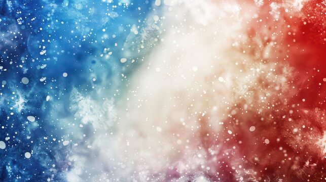 Bastille day celebration background with french flag colors and abstract design. Horizontal banner. Copy space. Free space for text. Abstract background in color of flag of France