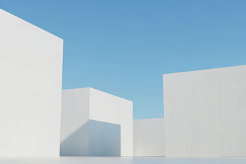 3D Minimal Architecture Background – Abstract Geometric Building Design, Modern 3D Render Illustration