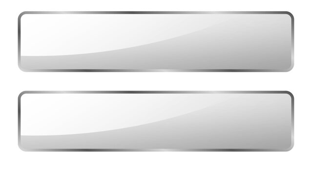 Transparent background set of two glossy white rectangular buttons for modern web interfaces.
