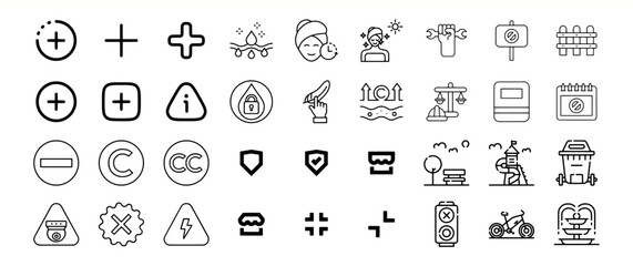 Black Line Icon Bundle Eight Diverse Symbols Collection