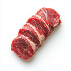Obraz premium a_single_raw_thinly_sliced_piece_of_beef_brisket