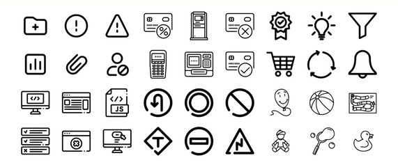 Black Line Icon Bundle Four Diverse Symbols Collection