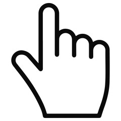 Obraz premium A white, pixelated hand cursor icon with a pointing index finger. Represents clicking, selecting, and interacting with links on a digital screen. A classic web navigation symbol.