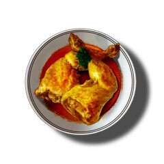 Two golden and crispy chicken pieces of curry, promising a delightful and flavorful meal.