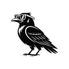 A cool crow wearing sunglasses