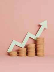 Stack of Coins with Rising Arrow &ndash; Investment Growth Illustration