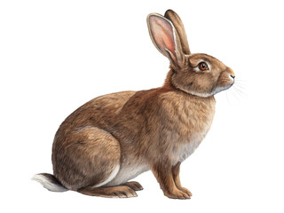 Fototapeta premium A brown rabbit sits, isolated on transparent background
