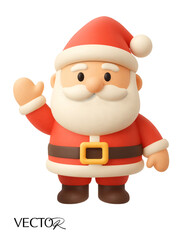 3d minimal Santa Claus, isolated on white background. Santa Claus icon in 3d vector. Vector illustration