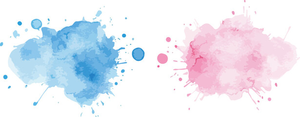 Watercolor Splashes in Blue and Pink Ideal for Gender Reveal Parties Baby Showers or Creative Design Projects Featuring Delicate Textures and a Clean Minimalist Aesthetic