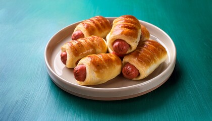 sausages in dough on plate pigs in a blanket