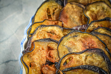 Fried Eggplant Appetizer on a Plate