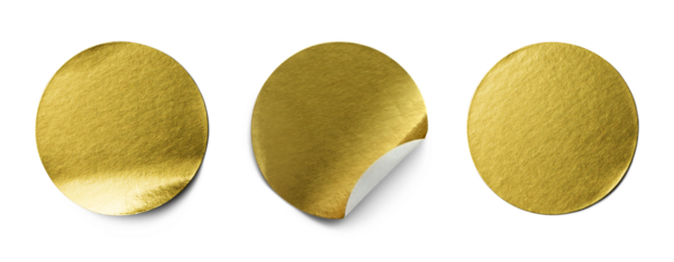 Golden sticker isolated on white background