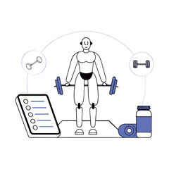 AI coach in fitness. Robot personal trainer
